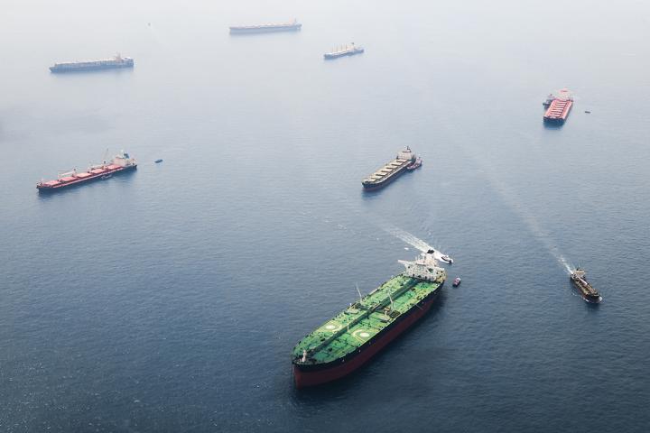 cargo ships anchored